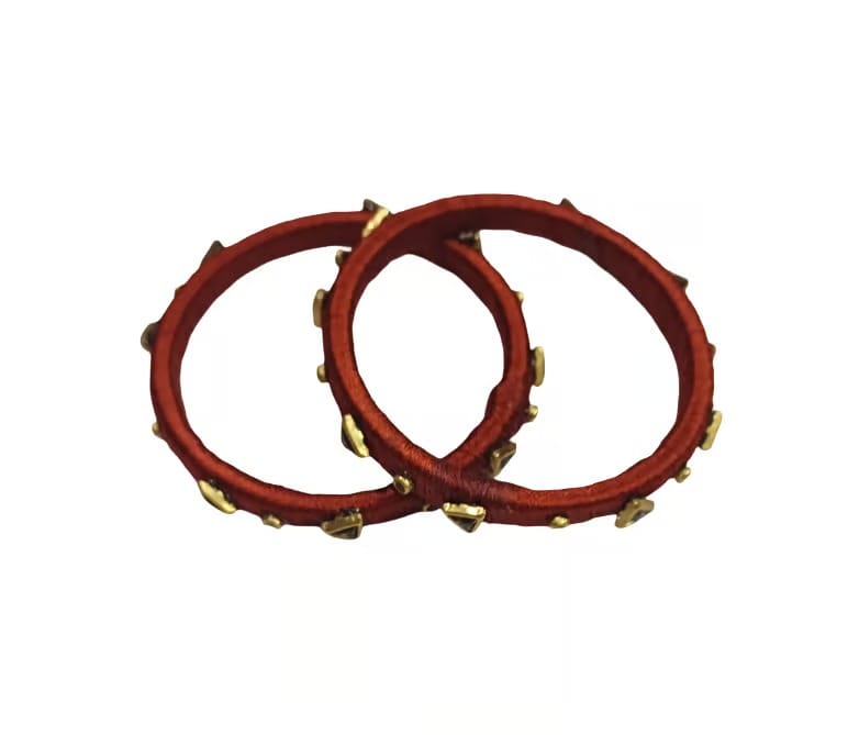 Silk Thread Bangles For Women (Orange)