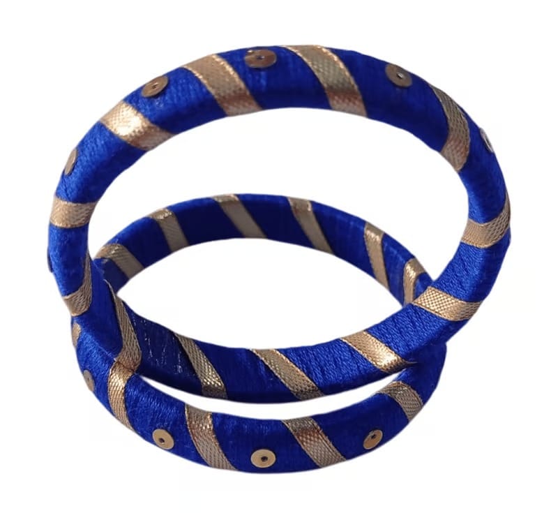 Silk Thread Bangles For Women (Blue) - Bangles & Bracelets | Buy online on ZillyBuy