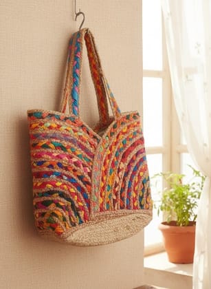 Handwoven Multi Colour Jute Side Bag