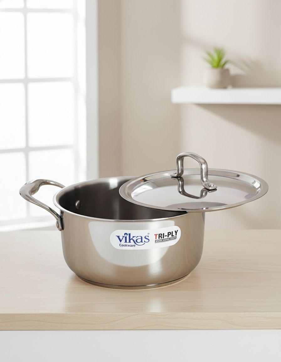  Triply Stainless Steel Casserole with Stainless Steel Lid | 20cm / 2.5L | Tri-Ply Fast & Even Heating