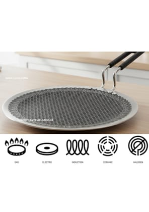Vikas Triply Honeycomb Stainless Steel Roti Tawa 28cm | HexaRidge Non-Stick | Induction Compatible | Metal Spoon Safe