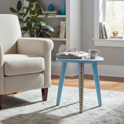 PREET GALLERY Handcrafted Wooden Painted Stool- Round Hand-Painted Floral Design, Decorative Accent Seat for Living Room, Bedroom & Home D�cor