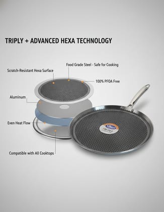 Vikas Tri-Ply Honeycomb Stainless Steel Dosa Tawa  29 cm