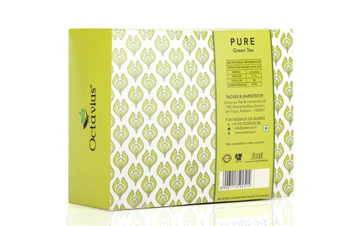 Octavius Pure Green Tea Bags - 100 Pieces | 100% Natural | Antioxidant-rich | Reduces Waist | Detox Green Tea Bags (1.7 gm x 100 Bags)