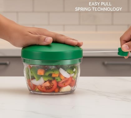 ALTYRITE Handy Pull Chopper 500ml | 4D Stainless Steel Blades | No Electricity | Chop Vegetables, Nuts, Dry Fruits & Herbs in Seconds | Safe Lock Lid, Anti-Skid, BPA-Free, Easy to Clean