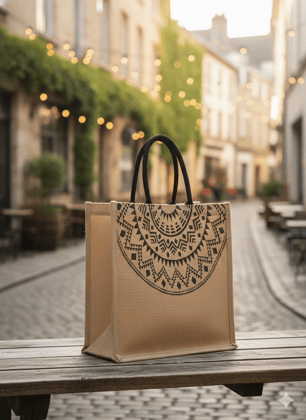Printed Jute Tote Bag