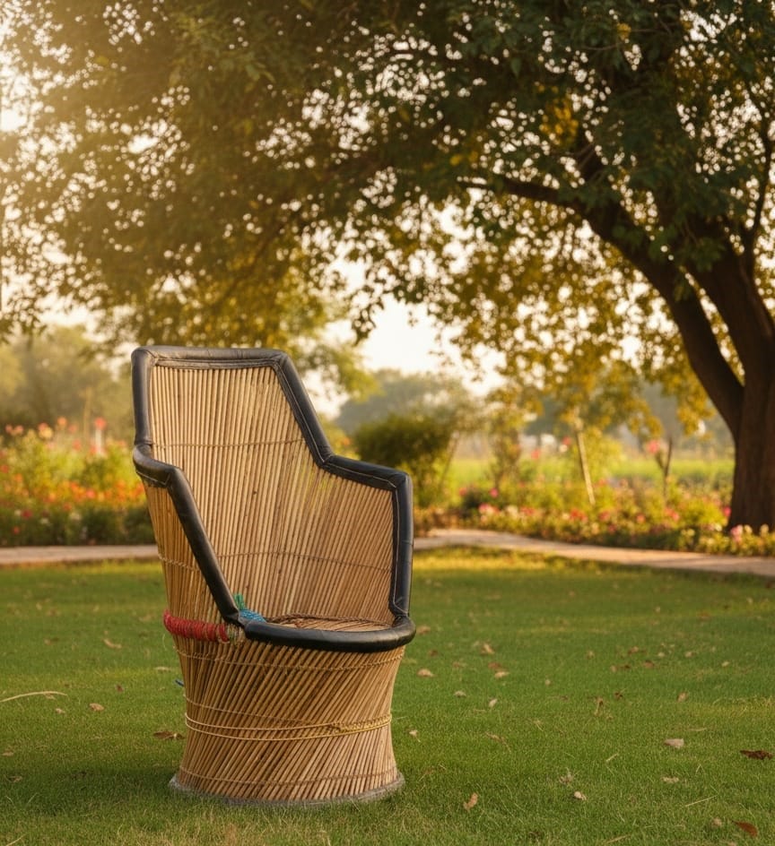 Handcrafted Bamboo & Cane Accent Chair (Mudda)