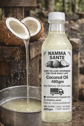 Coconut Oil, Nariyal Tel, Copra Oil, Virgin Coconut Oil, Cold Pressed Coconut Oil 480gm