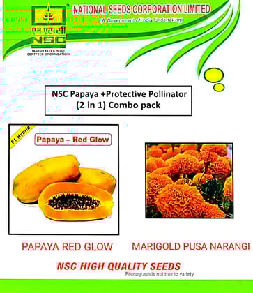 Papaya +Protective Pollinator 2 in 1  Combo pack(PAPAYA RED GLOW + MARIGOLD PUSA NARANGI)