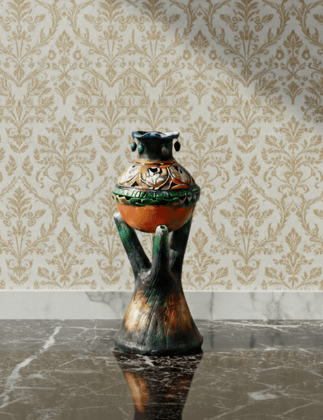 Hand-Painted Terracotta "Tree of Life" Sculptural Vase & Planter
