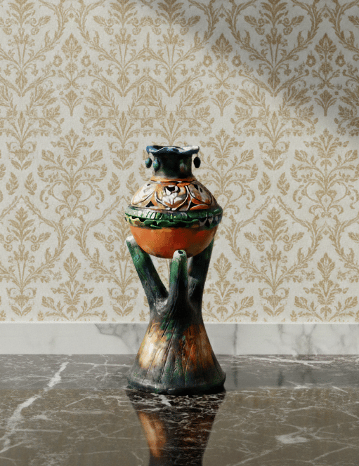 Hand-Painted Terracotta "Tree of Life" Sculptural Vase & Planter