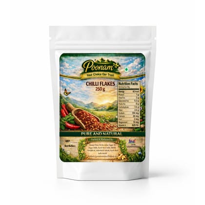Red Chilli Pepper Flakes | Bold Spice Flavor | 100% Natural | Ideal for Pizza, Pasta & Cooking 250g Pack