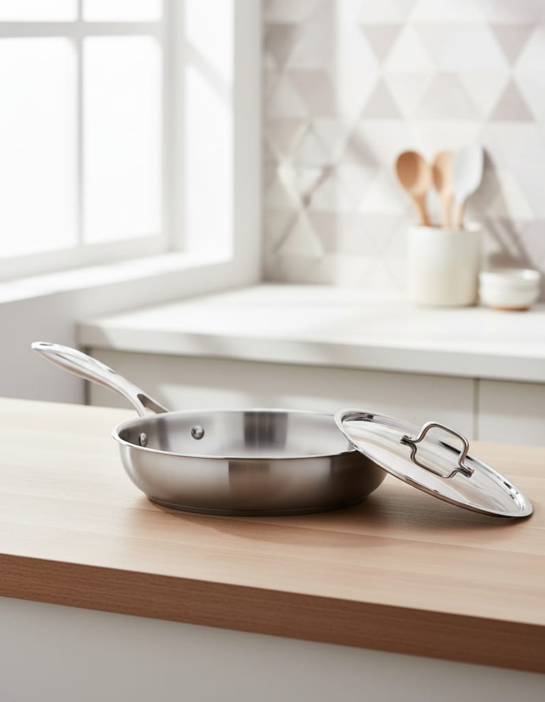 Triply Stainless Steel Fry Pan (22/26 cm, 1.5L–1.9L) | Premium 3-Layer Tri-Ply Construction | Healthy Natural Non-Stick | 100% Toxin-Free | Induction & Gas Compatible 