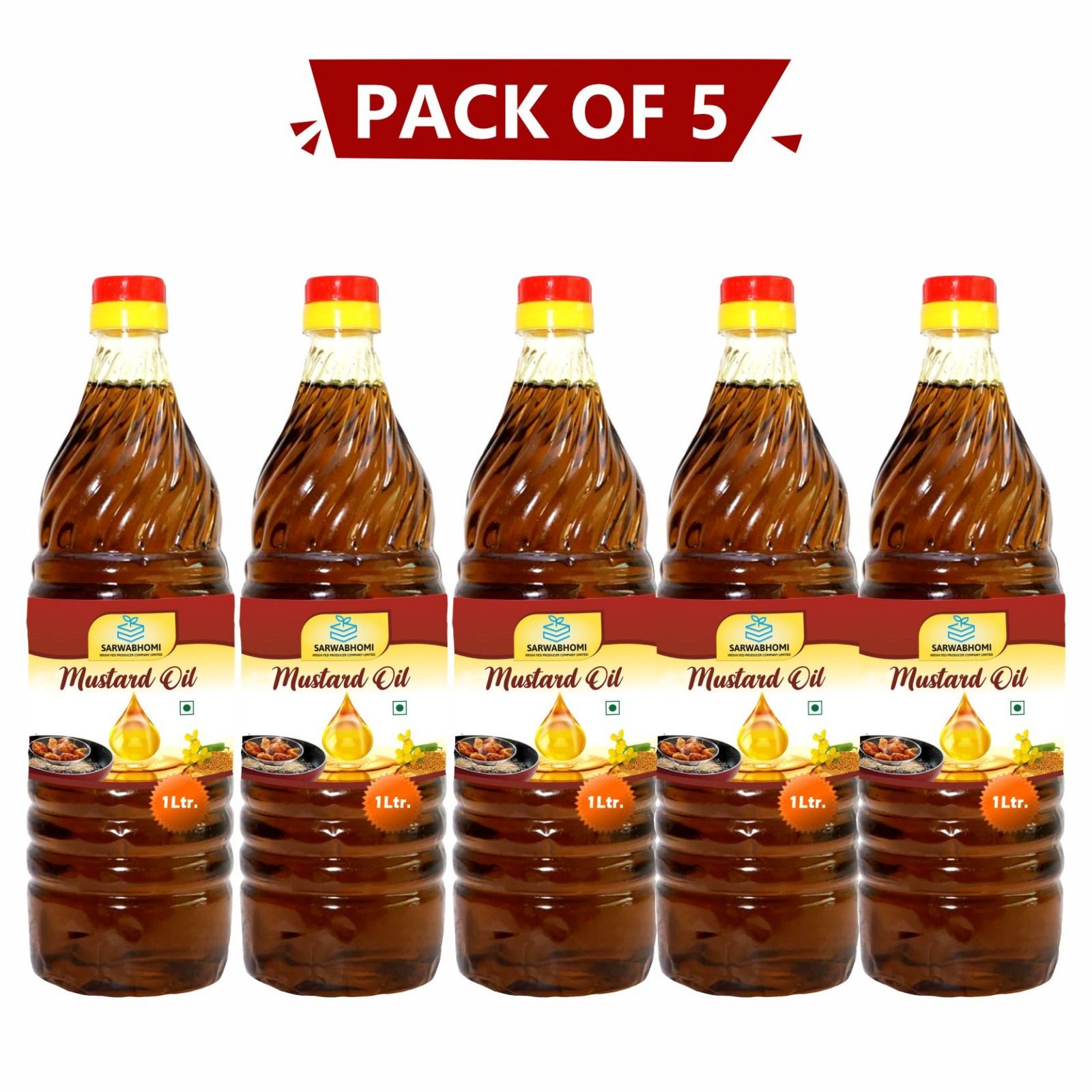 Mustard Oil, Pack of 5, 5 Ltr