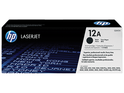 HP 12A Black Original LaserJet Toner Cartridge, Q2612A HP LaserJet M1005 1010 & 1020 Printer , 3015, 3020, 3030, 3050, 3050z, 3052, & 3055 All-in-One Printer Series