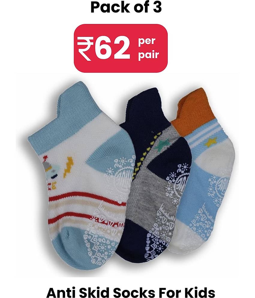 Dollar Pack of 3 Cotton Boy's Ankle Length Socks ( Multicolor )