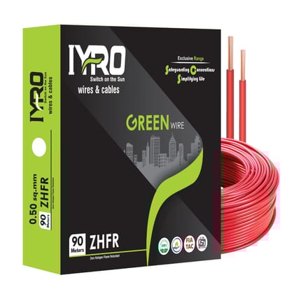 IYRO Green ZHFR AC Electrical Wire | Multistrand Copper | 90 Meter Coil (Red, 0.5 sq/mm)