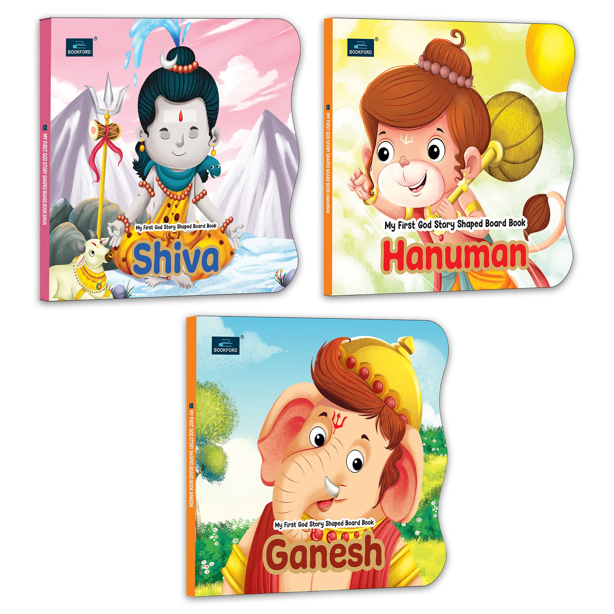 My First Shaped Board Book – Illustrated Shiva, Hanuman and Ganesha Hindu Gods Mythology Story Book for Kids - Age 2+ Yrs (Indian Gods and Goddesses)
