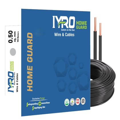 IYRO Home Guard FR Electrical Wire | Multistrand Copper House Cable | 90 Meter Coil | Black | 0.5 sq/mm