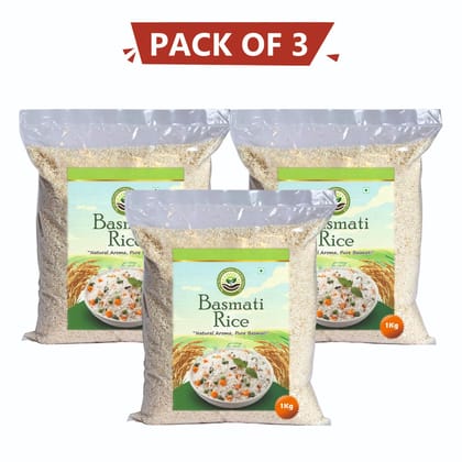 Basmati Rice 1 Kg, Extra Long Grain, Pack of 3