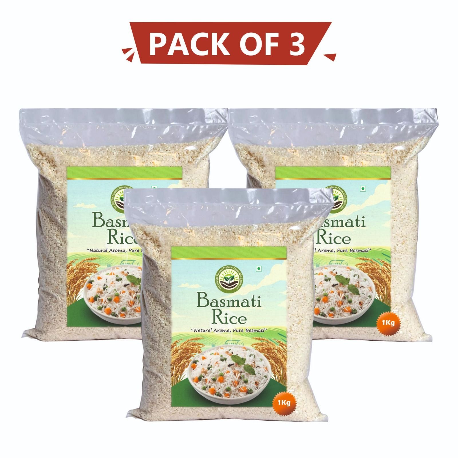 Basmati Rice 1 Kg, Extra Long Grain, Pack of 3
