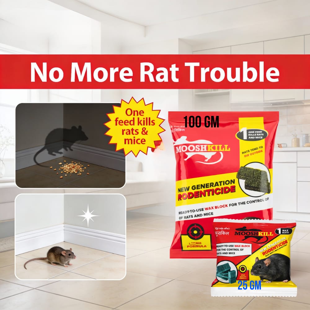 Powerful Rodent Control Cake | Kill in One Feed Formula | Effective for Home, Shop & Warehouse Use Fast-Acting Poison for Rats & Mice | 100GMx1+25GMx1 - Fresheners and Repellents | Buy online on ZillyBuy