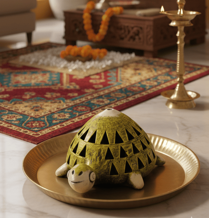 Hand-Painted Terracotta Tortoise