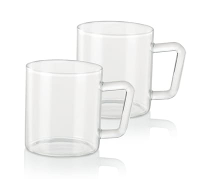 Borosil 305 ml 2pc Vision Classic Delite Tea and Coffee Mug Set | Made in India Borosillicate Glass, Microwave Safe, Scratch Resistance, Lightweight | Cup Set for Chai, Green Tea, Milk | Transparent Borosil 305 ml 2pc Vision Classic Delite Tea and Coffee Mug Set | Made in India Borosillicate Glass, Microwave Safe, Scratch Resistance, Lightweight | Cup Set for Chai, Green Tea, Milk | Transparent