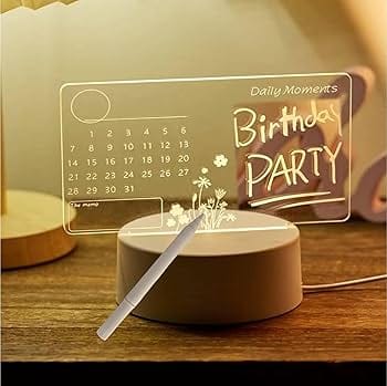 3D LED Acrylic Illusion Visualization Lamp, Message Board Night Light, Rewritable Table Lamp, Random Design