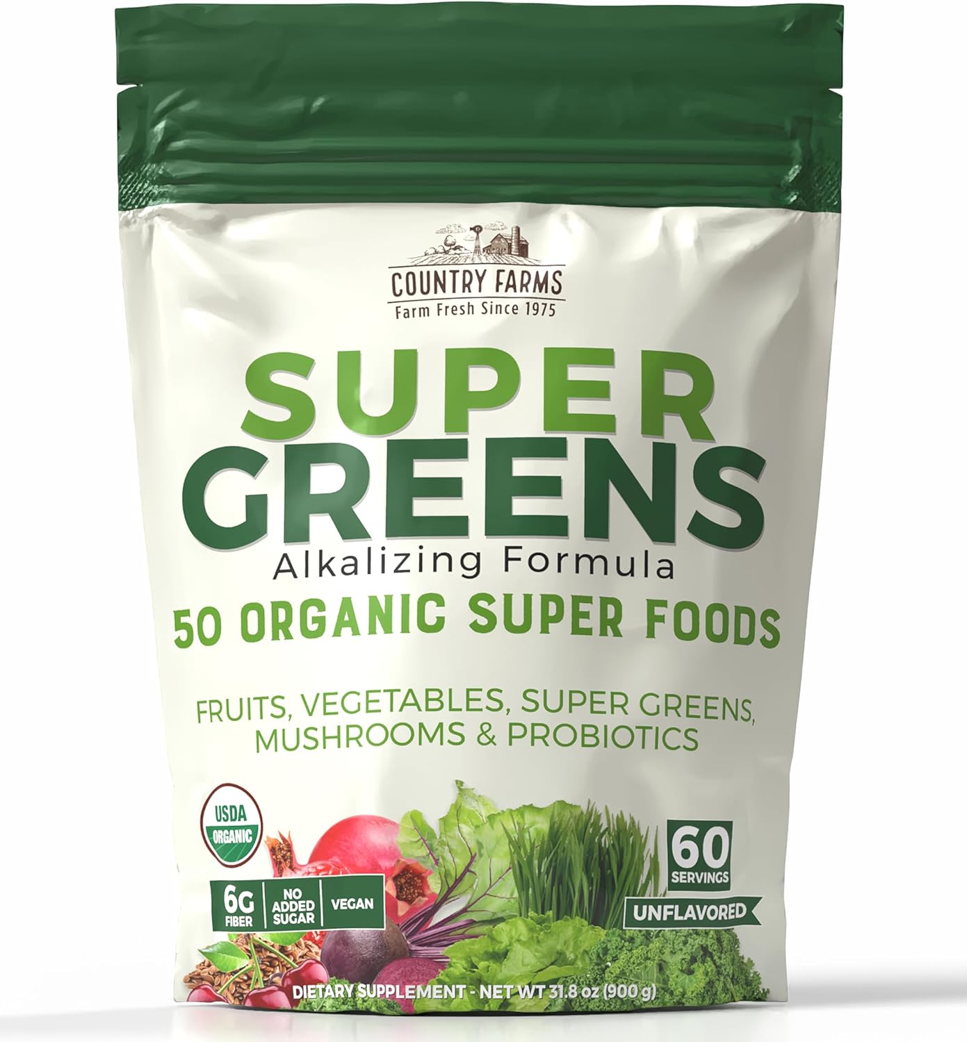 Country Farms Super Greens Alkalizing Formula - 50 Organic Superfoods