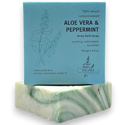 SALVIKA Aloe Vera & Peppermint 100% Natural Cold Processed Body Bath Soap