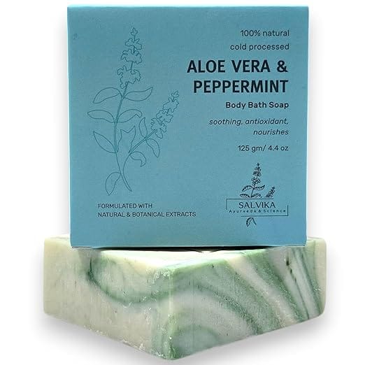 SALVIKA Aloe Vera & Peppermint 100% Natural Cold Processed Body Bath Soap