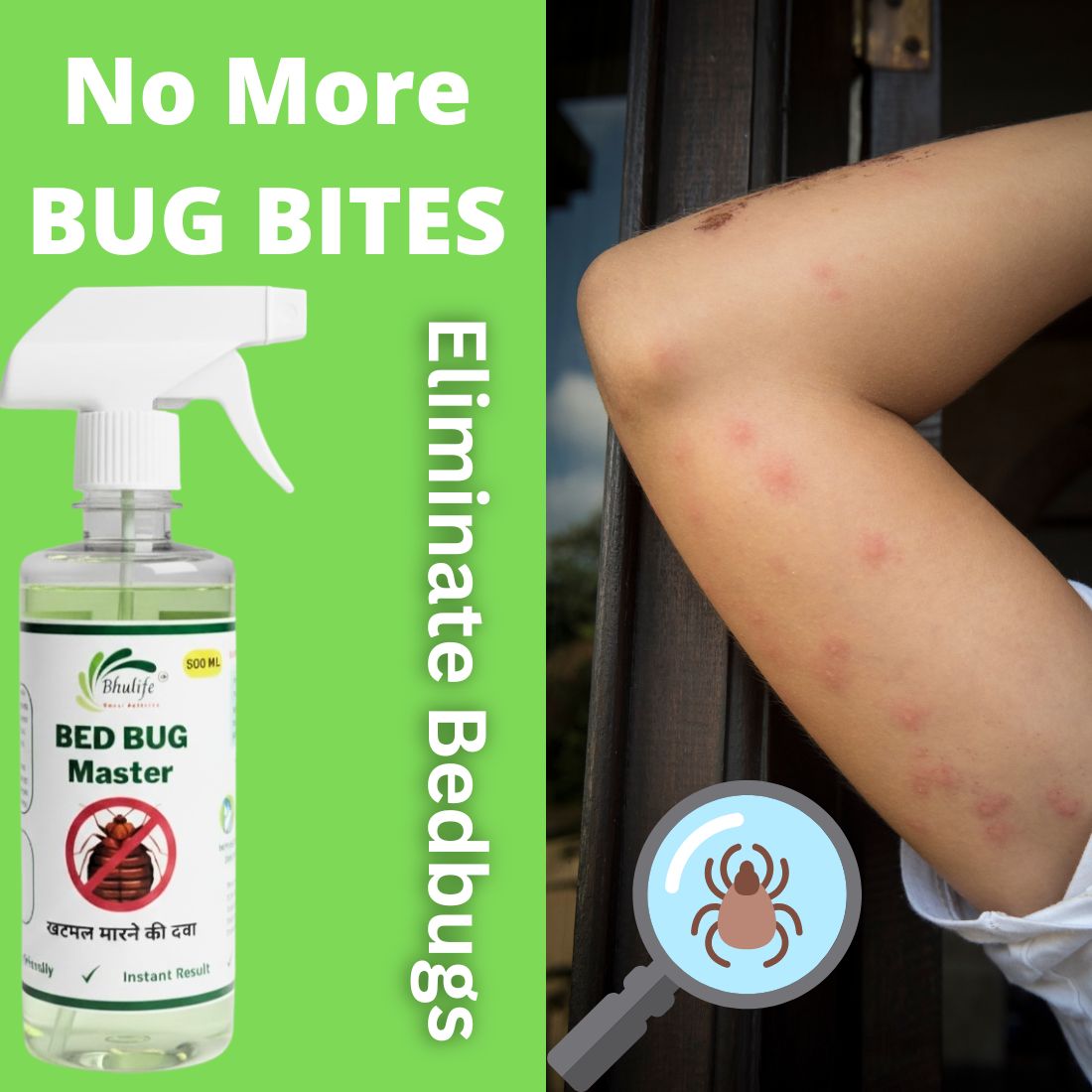 Bhulife Organic Bedbug Killer Spray 500MLX1 | Bedbug Spray| Khatmal Marne Ki Dawa ( Pack Of 1)