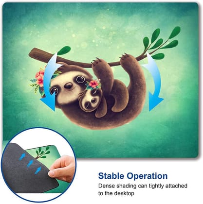 Cute Graphical Gaming Mouse pad, Printed Colorful Art Square Washable, Non Slip Rubber Base for Office Home Laptop Desktop (Cute Sloth Mom)