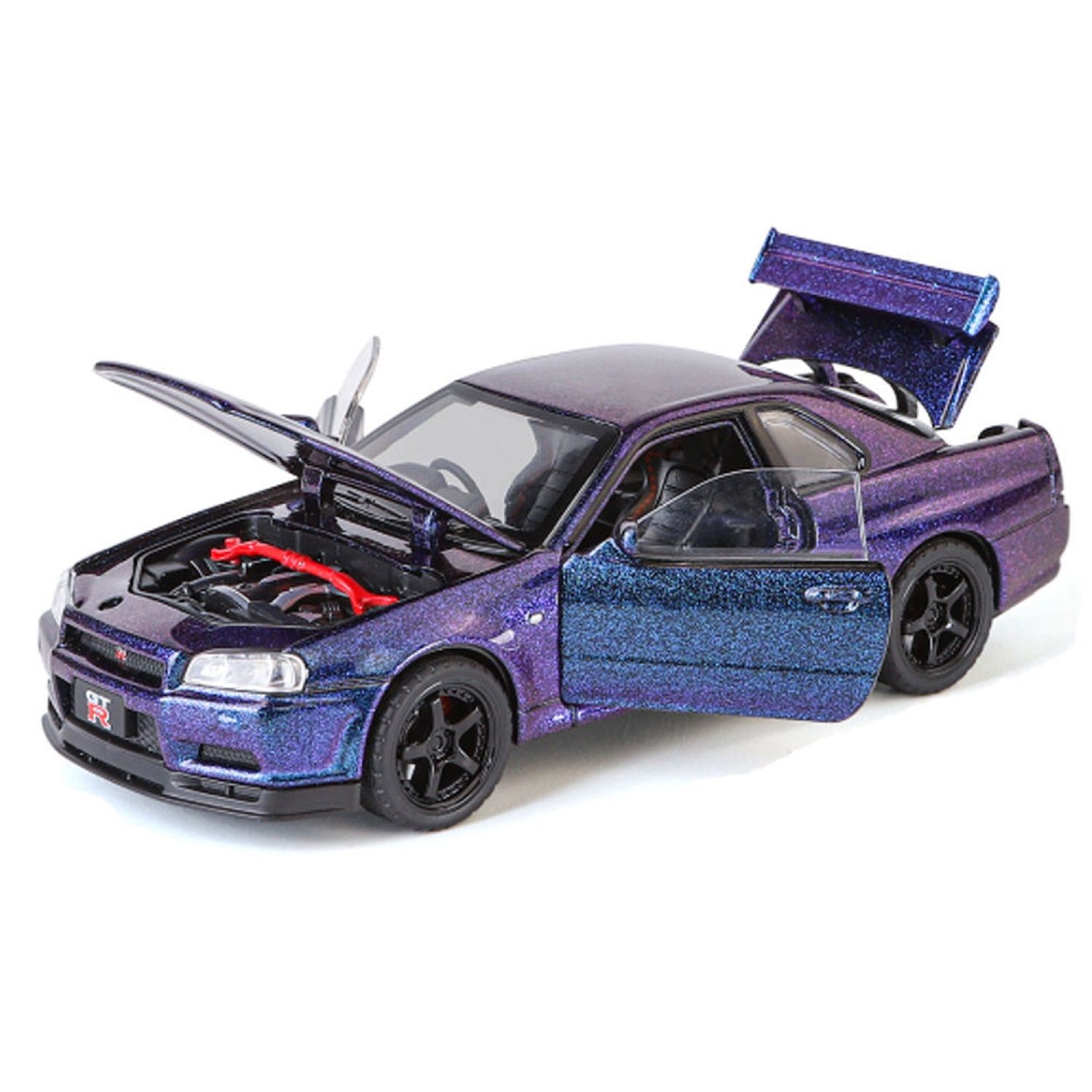 KTRS Enterprise 1/32 issan kyline GTR 34 kyline JDM Diecast Metal Miniature Race Toy Car Model Pull Back Sound Light Alloy Model Car Diecast Metal Vehicle Sound＆Light