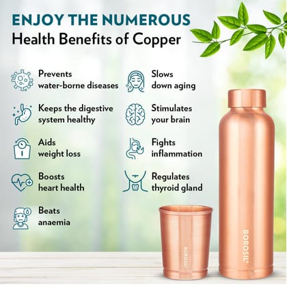Borosil Eco Copper Bottle & Glass Set