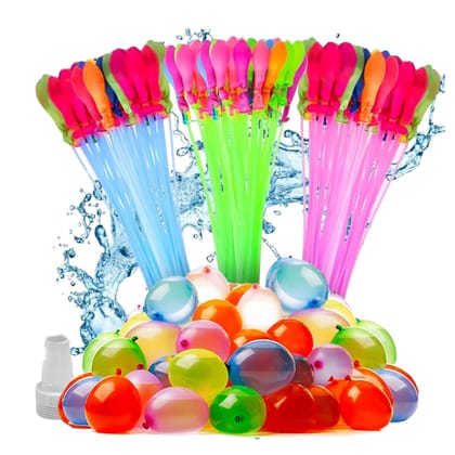 Magic Water Balloons (111 Pcs) - Quick Fill & Self Sealing Holi Water Balloons | Automatic Tie in 60 Seconds | Multi-Color Festival Bunch with Tap Connector
