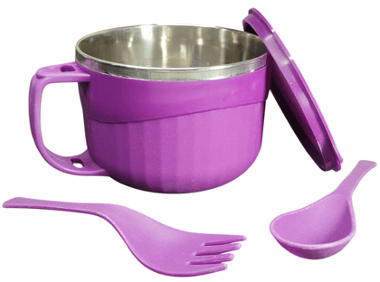 Maggie and Soup Bowl with Spoon and Fork, Purple Color