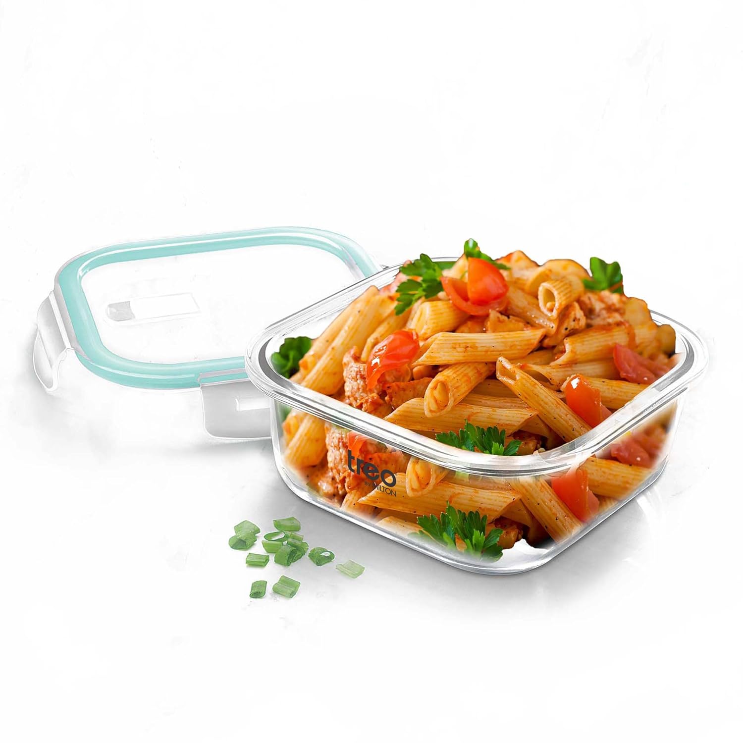 Treo by Milton Hi Borosilicate Clip Fresh Glass Storage Square Container for Kitchen With Air-Tight Lid, Microwave & Oven Safe, 800 ml, Transparent