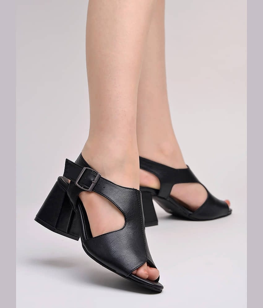 Shoetopia Black Women's Sandal Heels