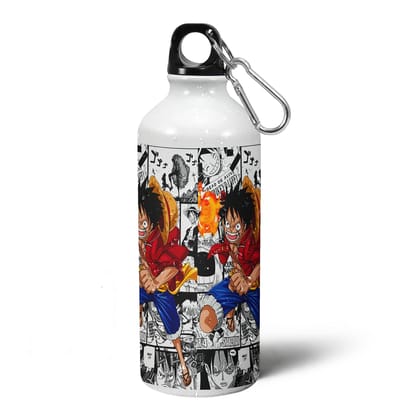 Luffy Artistic - Printed Aluminium Anime Sipper Water Bottle Gift for Boys, Girls & Manga Comic Fans; 600ml; Pack of 1 