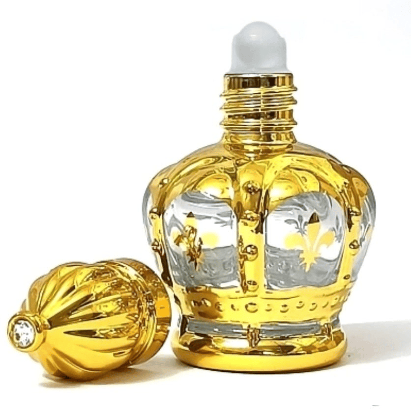 Mii Art Elegant Golden Glass 10ml Gift Bottle by Mii Art – Vintage-Style Refillable Attar Vial for Special Occasions