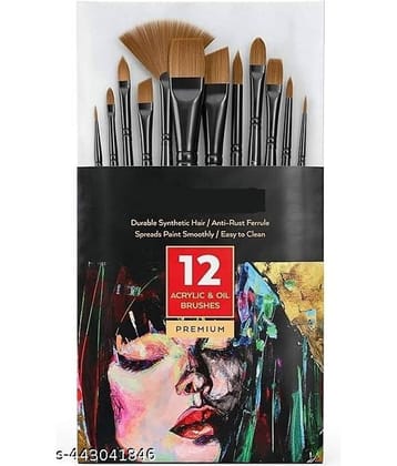 FREEDY Craft Painting Brushes Set of 12 Professional Round Pointed Tip Nylon Hair Artist Acrylic Paint Brush for Acrylic/Watercolor/Oil Painting