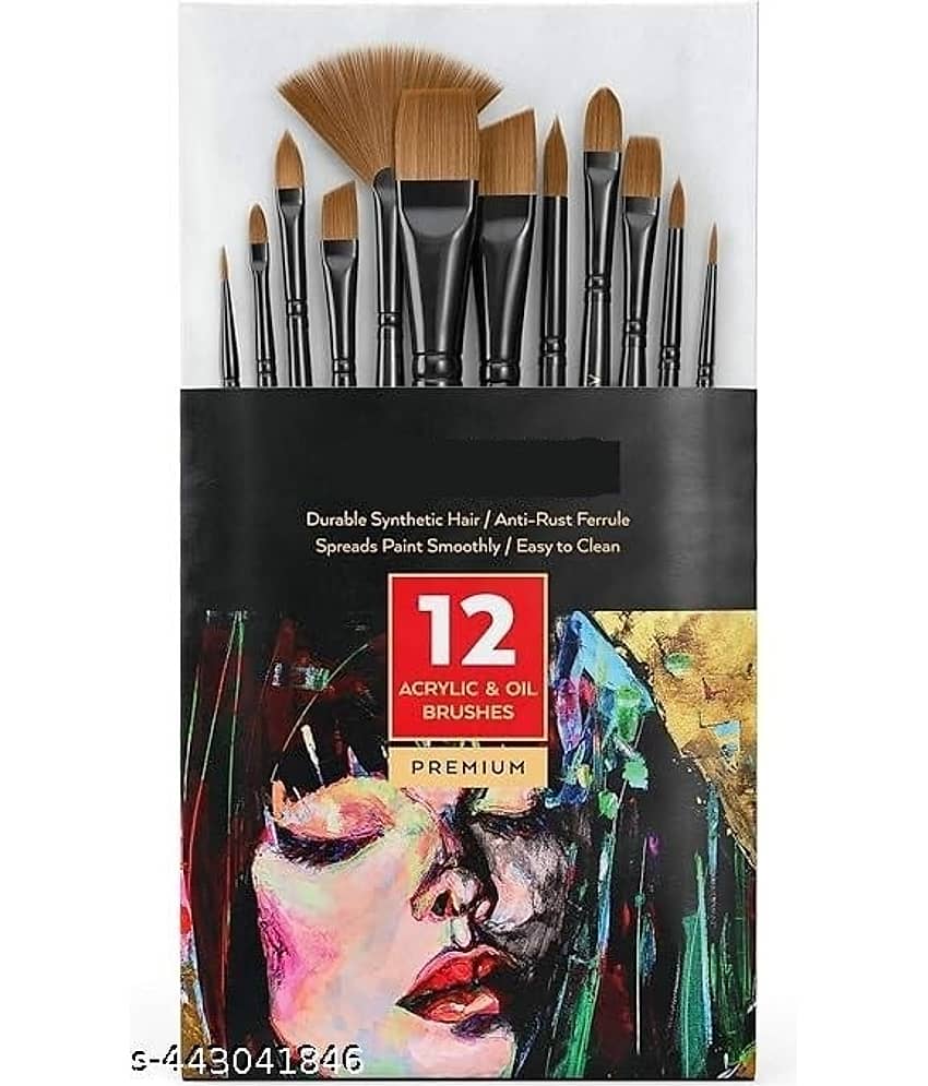 FREEDY Craft Painting Brushes Set of 12 Professional Round Pointed Tip Nylon Hair Artist Acrylic Paint Brush for Acrylic/Watercolor/Oil Painting