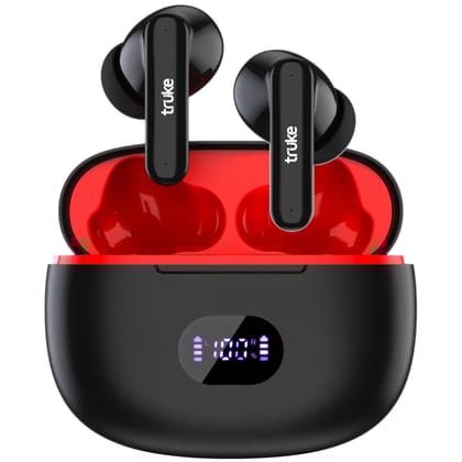 Truke Air Buds+ True Wireless Earbuds with Quad-Mic Noise Cancellation(AI-ENC) for HD Calls | Upto 48hrs of Playtime | Auto in-Ear Detection | APP Support | 55ms Low Latency | Bluetooth 5.1 | IPX4