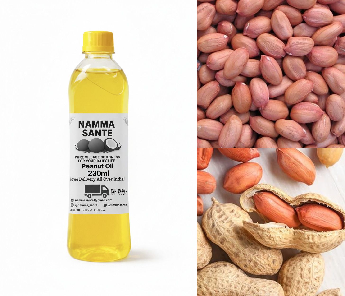 Peanut Cooking Oil, Groundnut Oil, Moongfali Tel, Singdana Oil, Arachis Oil 230ml