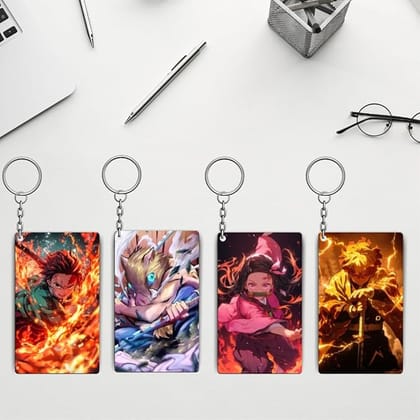 Demon Slayer Anime Keychains Kit - (Set Of 4 Demon Slayer Anime Keychains