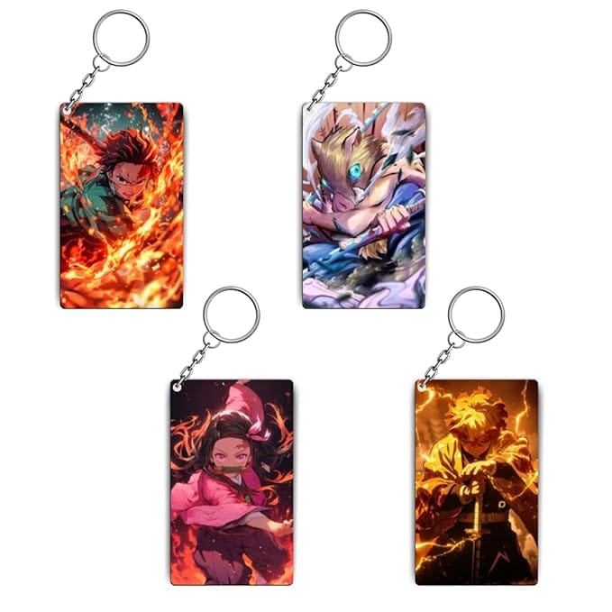 Demon Slayer Anime Keychains Kit - (Set Of 4 Demon Slayer Anime Keychains