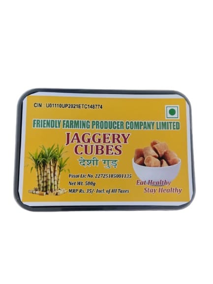 Friendly Farming Jaggery Cubes, Desi Gud, Natural Sweetener, 500g
