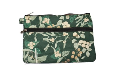 Botanical Print Fabric Pouch Close-Up